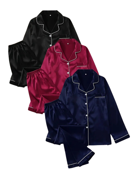 Women’s Silk Satin Lounge & Sleepwear Pajama Set – Premium Nightwear